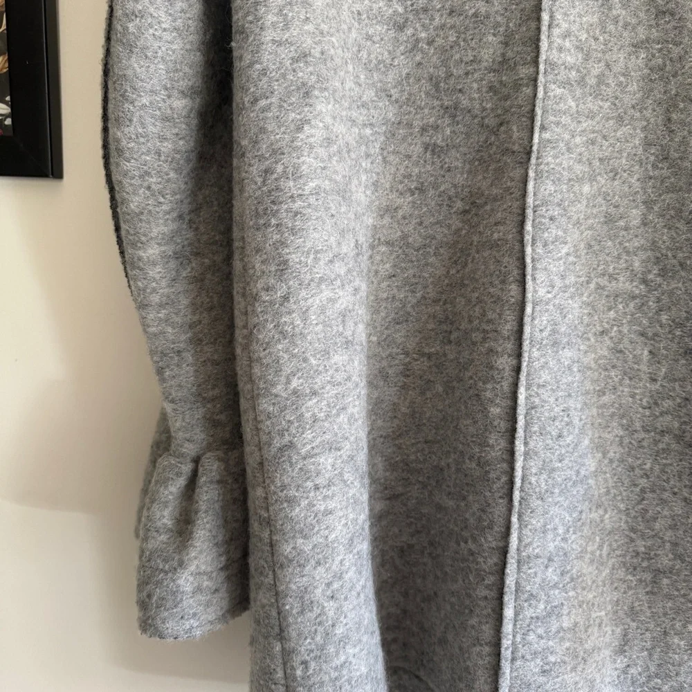 Bee & U Light Grey Italian Wool Button Mid Length Women's Jacket SZ Med - Picture 12 of 14